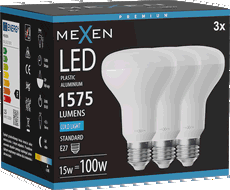 Mexen Nova 3x żarówka LED E27, R80, 15W, Zimna - 6500K, 1575 lm - L105-E27-1565-01x03