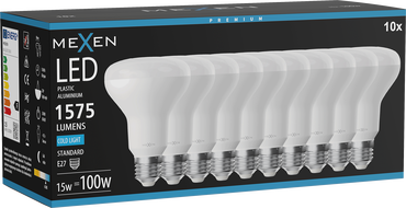 Mexen Nova 10x żarówka LED E27, R80, 15W, Zimna - 6500K, 1575 lm - L105-E27-1565-01x10