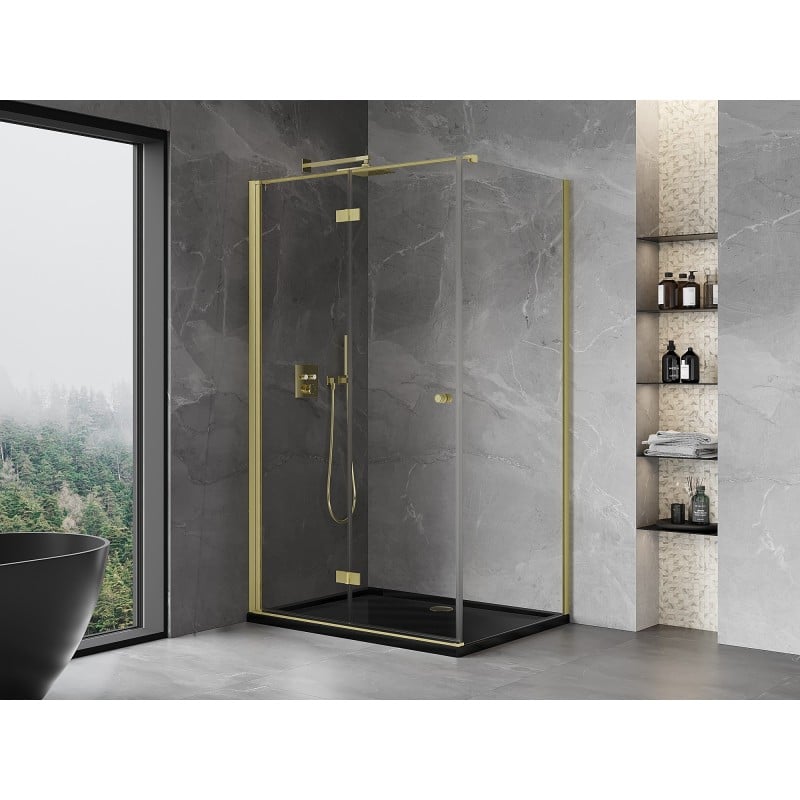 Mexen Mist-F kabina prysznicowa składana lewa 120 x 80 cm, transparent, złota szczotkowana - 8A6T-120-080-55-00-L