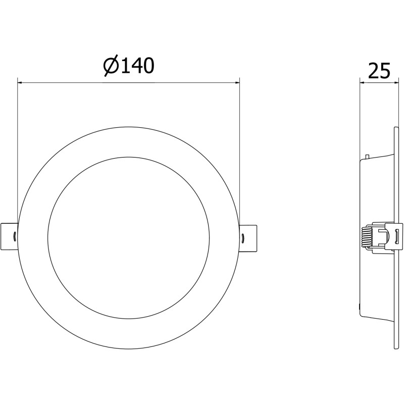 Mexen LDRR panel sufitowy downlight LED wpuszczany fi 14 cm, 9W, Zimna - 6500K, 720 lm, czarny - L210-014-0965-70