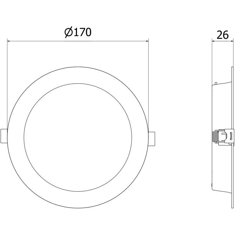 Mexen LDRR panel sufitowy downlight LED wpuszczany fi 17 cm, 12W, Zimna - 6500K, 960 lm, czarny - L210-017-1265-70