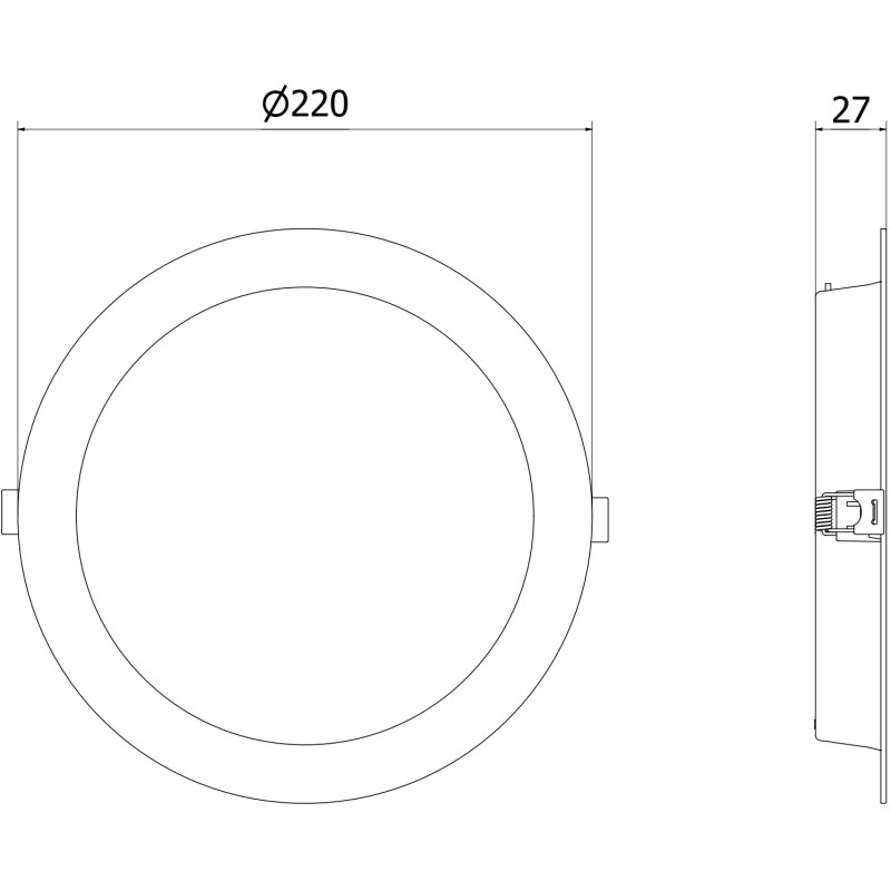 Mexen LDRR panel sufitowy downlight LED wpuszczany fi 22 cm, 18W, Neutralna - 4000K, 1440 lm, czarny - L210-022-1840-70