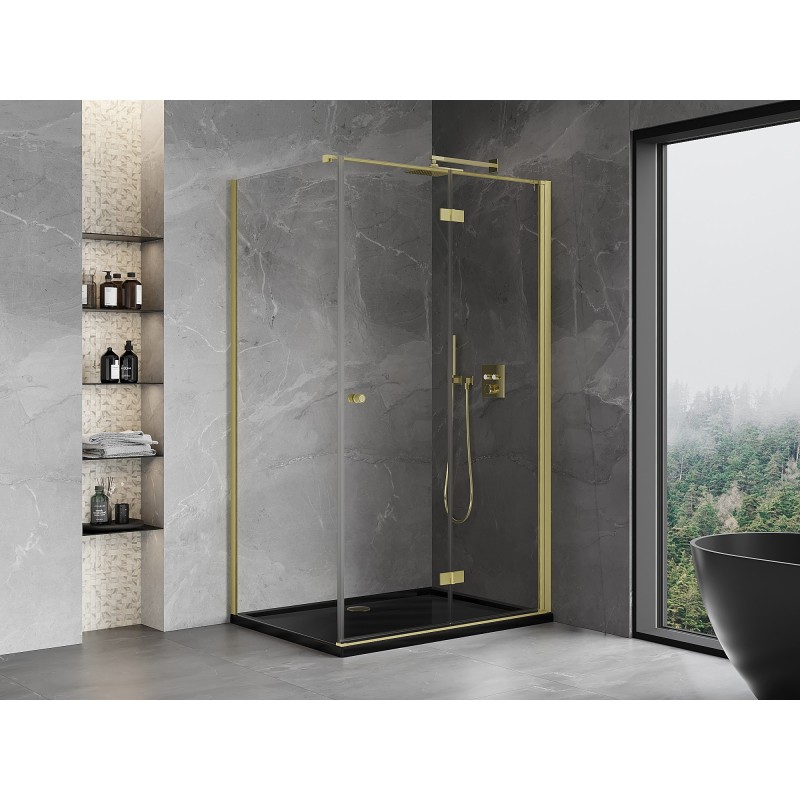 Mexen Mist-F kabina prysznicowa składana prawa 95 x 85 cm, transparent, złota szczotkowana - 8A6T-095-085-55-00-P