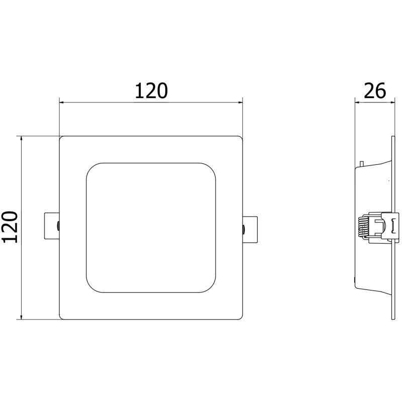 Mexen LDRR panel sufitowy downlight LED wpuszczany 12 x 12 cm, 6W, Neutralna - 4000K, 390 lm, czarny - L211-012-0640-70