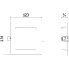 Mexen LDRR panel sufitowy downlight LED wpuszczany 12 x 12 cm, 6W, Neutralna - 4000K, 390 lm, czarny - L211-012-0640-70
