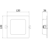 Mexen LDRR panel sufitowy downlight LED wpuszczany 12 x 12 cm, 6W, Zimna - 6500K, 600 lm, czarny - L211-012-0665-70