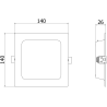 Mexen LDRR panel sufitowy downlight LED wpuszczany 14 x 14 cm, 9W, Neutralna - 4000K, 720 lm, czarny - L211-014-0940-70