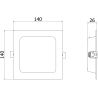 Mexen LDRR panel sufitowy downlight LED wpuszczany 14 x 14 cm, 9W, Zimna - 6500K, 720 lm, czarny - L211-014-0965-70