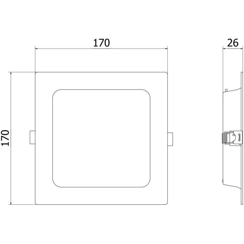 Mexen LDRR panel sufitowy downlight LED wpuszczany 17 x 17 cm, 12W, Zimna - 6500K, 780 lm, czarny - L211-017-1265-70