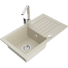 Mexen Pablo zlewozmywak granitowy 1-komorowy z ociekaczem i baterią kuchenną Rita, beżowy - 6510-69-670300-00