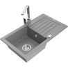Mexen Pablo zlewozmywak granitowy 1-komorowy z ociekaczem i baterią kuchenną Rita, szary - 6510-71-670300-00