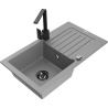 Mexen Pablo zlewozmywak granitowy 1-komorowy z ociekaczem i baterią kuchenną Rita, szary - 6510-71-670300-70-B