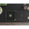 Mexen Pablo zlewozmywak granitowy 1-komorowy z ociekaczem i baterią kuchenną Rita, czarny/srebrny metalik- 6510-73-670300-70