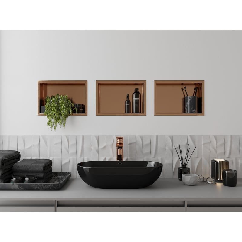 Mexen X-Wall-R półka wnękowa z kołnierzem 30 x 20 cm, miedź szczotkowana - 19C0302010