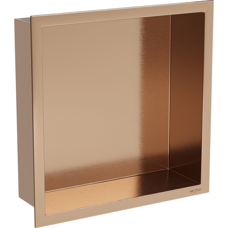 Mexen X-Wall-R półka wnękowa z kołnierzem 30 x 30 cm, miedź szczotkowana - 19C0303010
