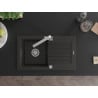 Mexen Pablo zlewozmywak granitowy 1-komorowy z ociekaczem i baterią kuchenną Rita, czarny/złoty metalik- 6510-75-670300-00