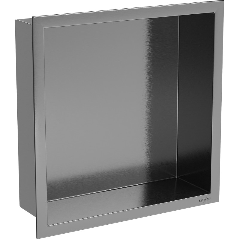 Mexen X-Wall-R półka wnękowa z kołnierzem 30 x 30 cm, gun gray szczotkowany - 19E0303010