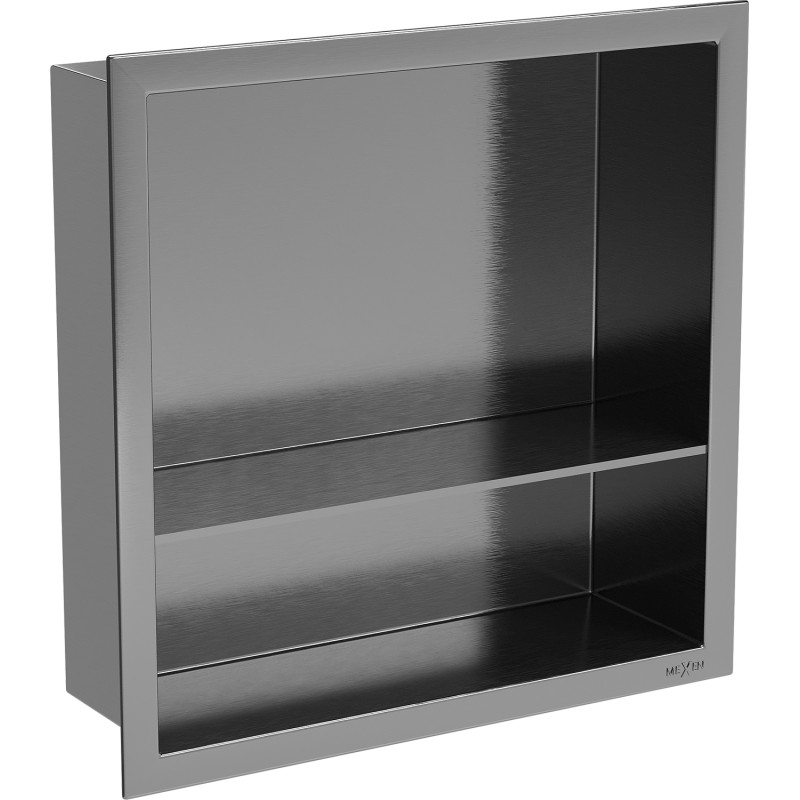 Mexen X-Wall-R półka wnękowa z kołnierzem i półką 30 x 30 cm, gun gray szczotkowany - 19E0303010S