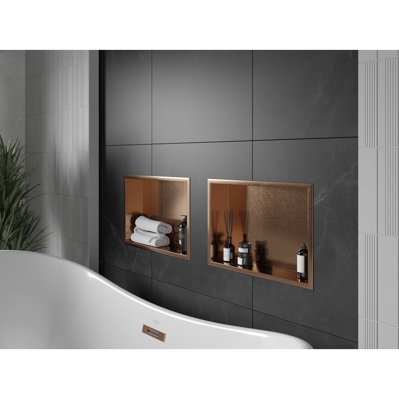 Mexen X-Wall-R półka wnękowa z kołnierzem 45 x 30 cm, miedź szczotkowana - 19C0453010