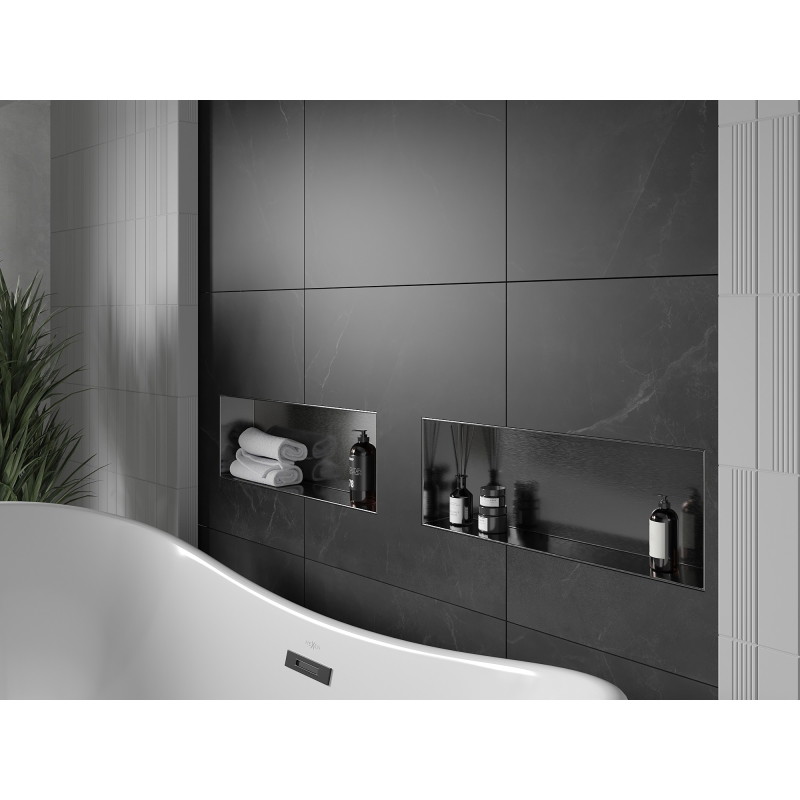 Mexen X-Wall-NR półka wnękowa bez kołnierza 60 x 20 cm, gun gray szczotkowany - 19E1602010