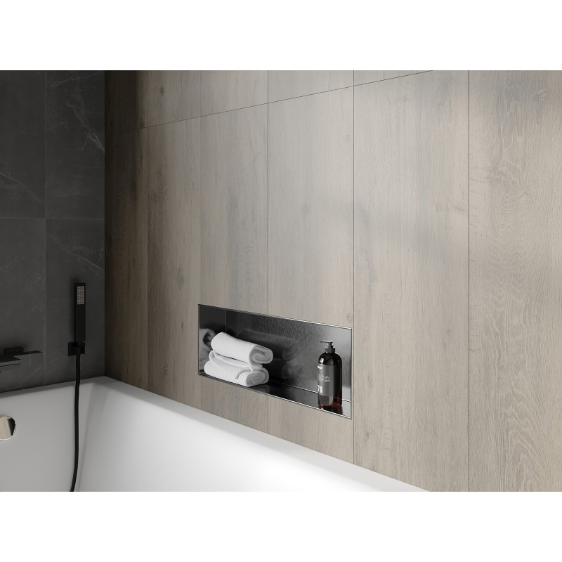 Mexen X-Wall-NR półka wnękowa bez kołnierza 60 x 20 cm, gun gray szczotkowany - 19E1602010