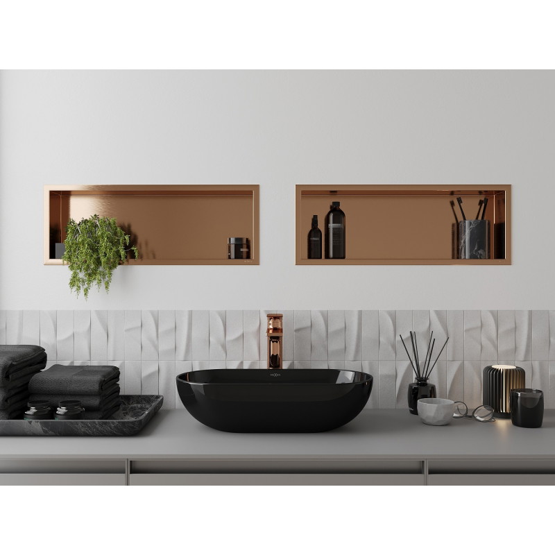 Mexen X-Wall-R półka wnękowa z kołnierzem 60 x 20 cm, miedź szczotkowana - 19C0602010
