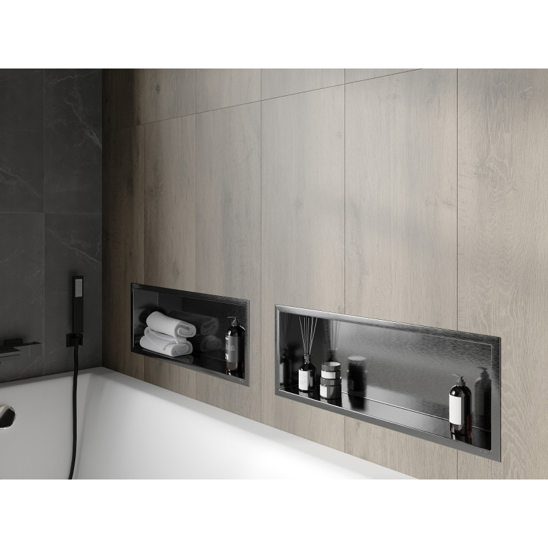 Mexen X-Wall-R półka wnękowa z kołnierzem 60 x 20 cm, gun gray szczotkowany - 19E0602010