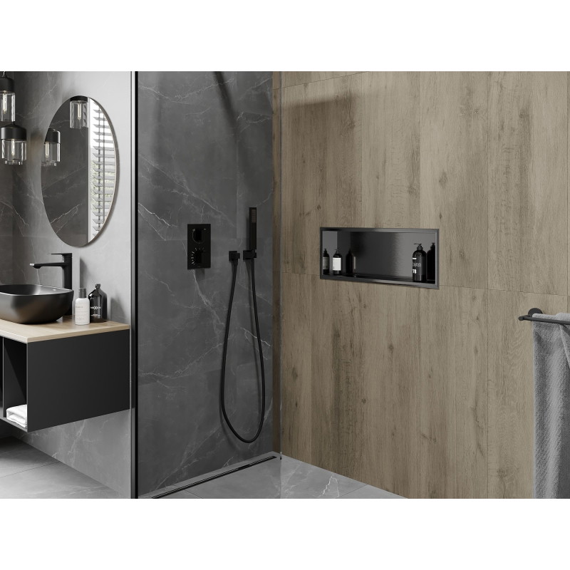 Mexen X-Wall-R półka wnękowa z kołnierzem 60 x 20 cm, gun gray szczotkowany - 19E0602010