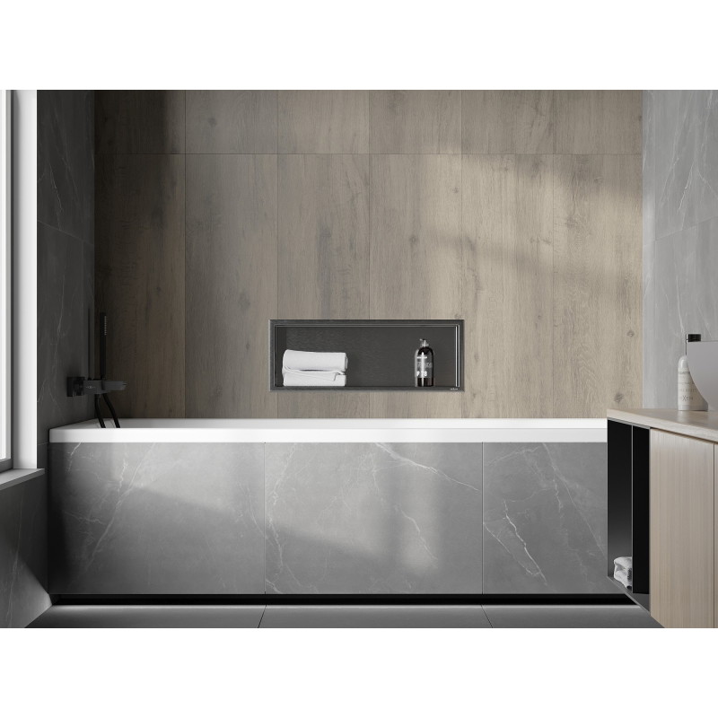 Mexen X-Wall-R półka wnękowa z kołnierzem 60 x 20 cm, gun gray szczotkowany - 19E0602010