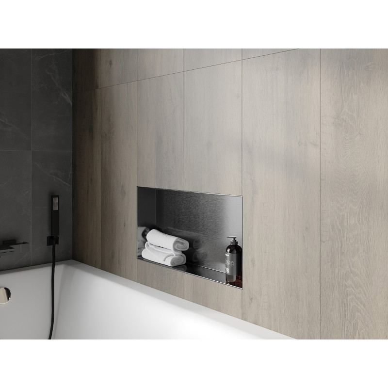 Mexen X-Wall-NR półka wnękowa bez kołnierza 60 x 30 cm, gun gray szczotkowany - 19E1603010