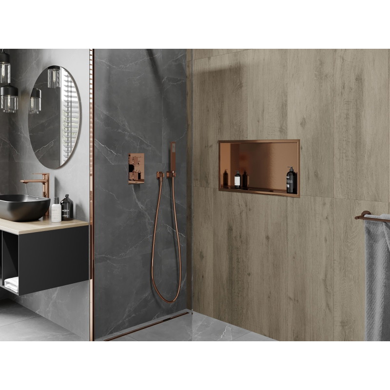 Mexen X-Wall-R półka wnękowa z kołnierzem 60 x 30 cm, miedź szczotkowana - 19C0603010