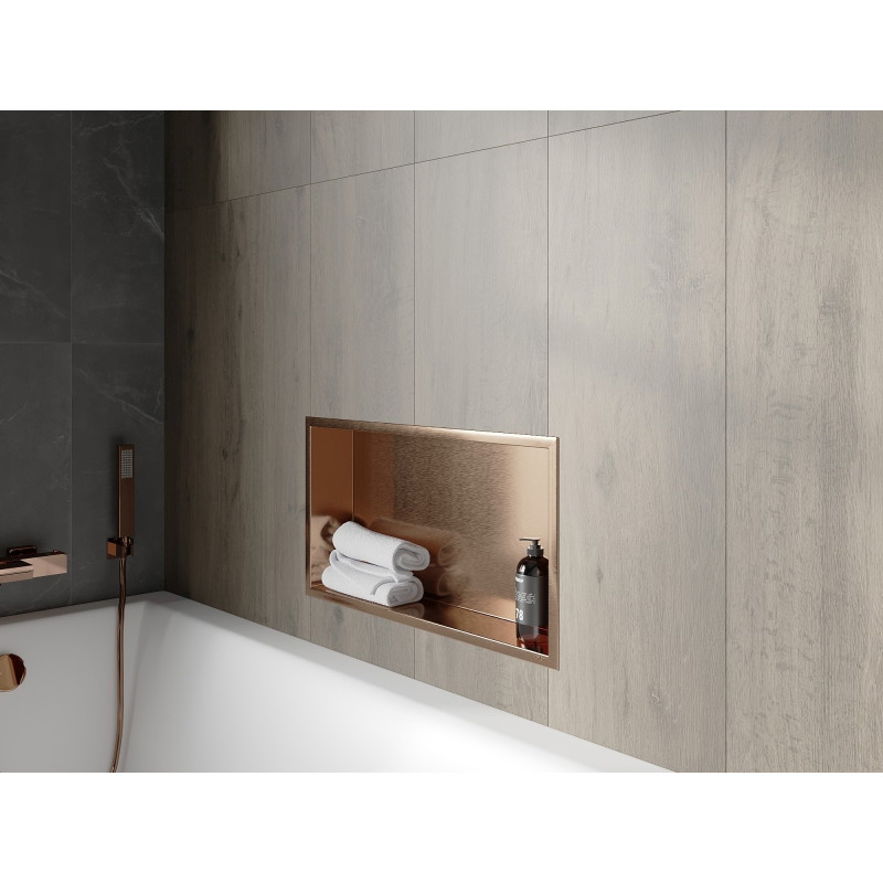 Mexen X-Wall-R półka wnękowa z kołnierzem 60 x 30 cm, miedź szczotkowana - 19C0603010