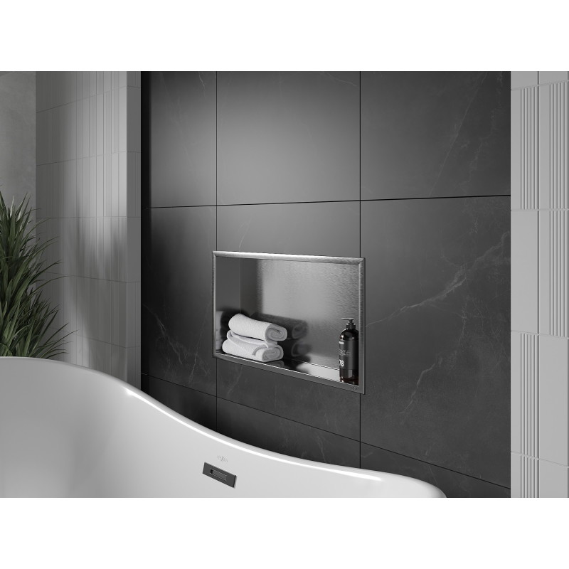 Mexen X-Wall-R półka wnękowa z kołnierzem 60 x 30 cm, gun gray szczotkowany - 19E0603010