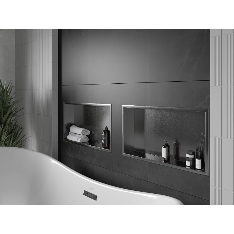 Mexen X-Wall-R półka wnękowa z kołnierzem 60 x 30 cm, gun gray szczotkowany - 19E0603010