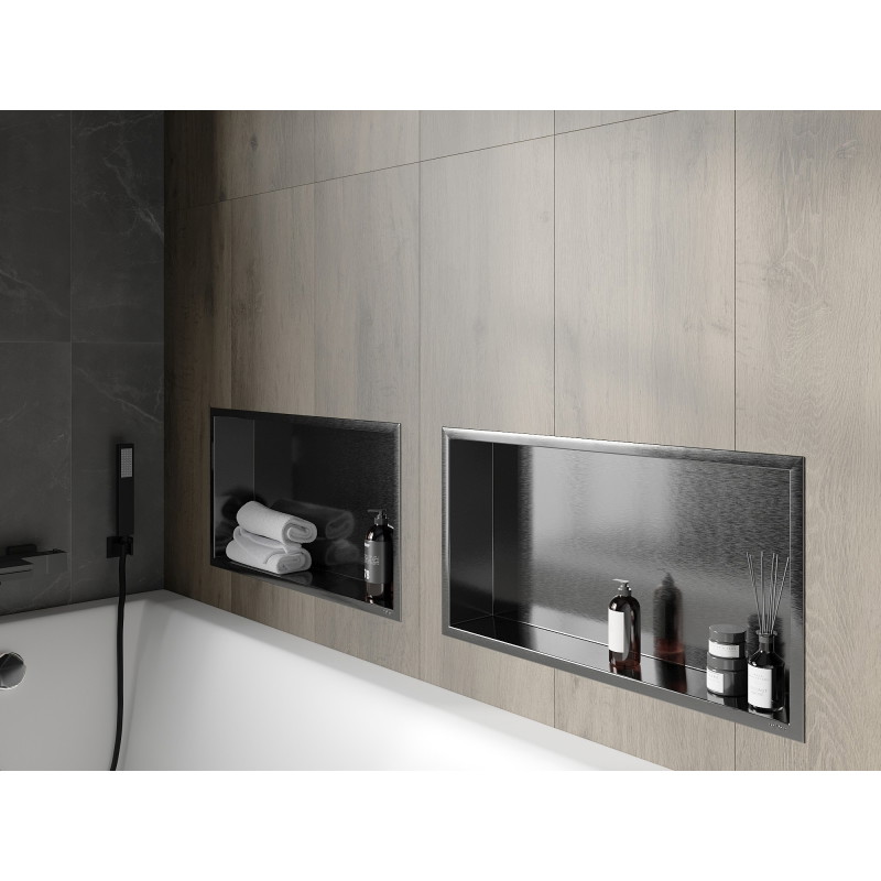 Mexen X-Wall-R półka wnękowa z kołnierzem 60 x 30 cm, gun gray szczotkowany - 19E0603010