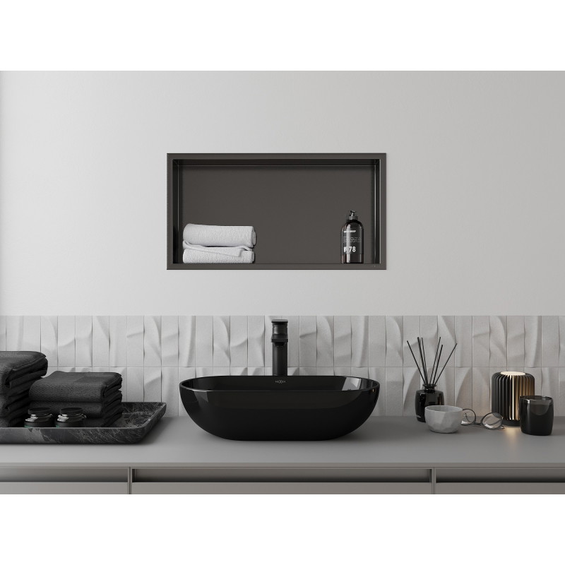 Mexen X-Wall-R półka wnękowa z kołnierzem 60 x 30 cm, gun gray szczotkowany - 19E0603010