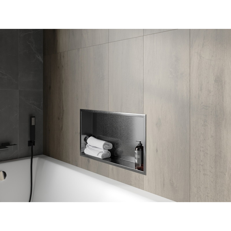 Mexen X-Wall-R półka wnękowa z kołnierzem 60 x 30 cm, gun gray szczotkowany - 19E0603010