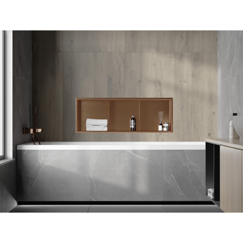 Mexen X-Wall-R półka wnękowa z kołnierzem i półką 90 x 30 cm, miedź szczotkowana - 19C0903010S