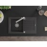 Mexen Pablo zlewozmywak granitowy 1-komorowy z ociekaczem i baterią kuchenną Rita, czarny nakrapiany- 6510-76-670300-00