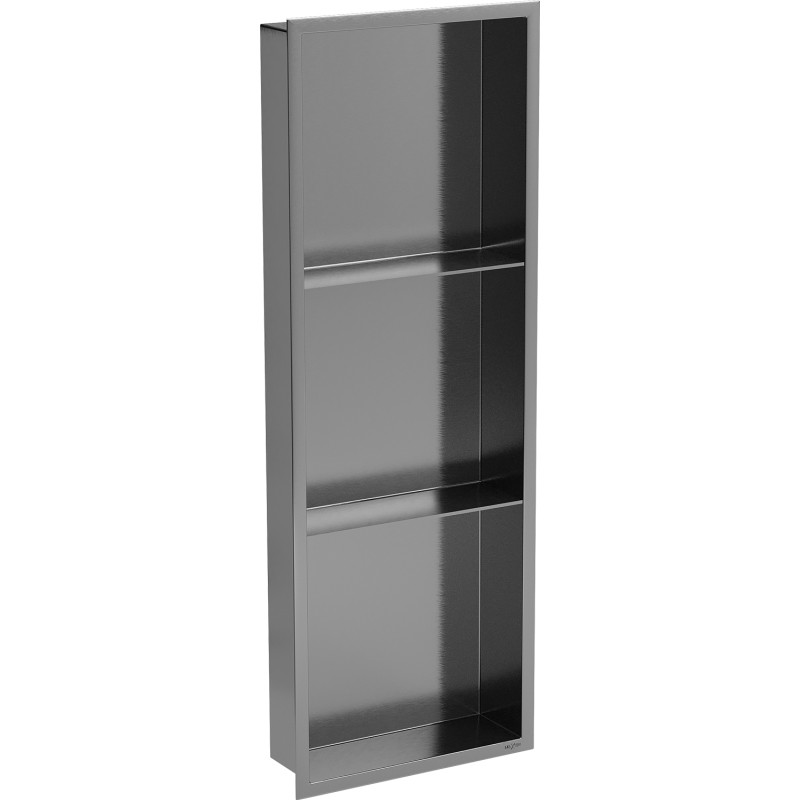 Mexen X-Wall-R półka wnękowa z kołnierzem i półką 90 x 30 cm, gun gray szczotkowany - 19E0903010S