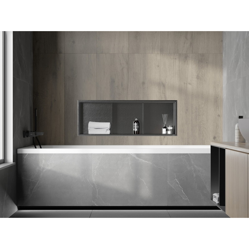Mexen X-Wall-R półka wnękowa z kołnierzem i półką 90 x 30 cm, gun gray szczotkowany - 19E0903010S