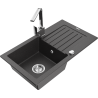 Mexen Pablo zlewozmywak granitowy 1-komorowy z ociekaczem i baterią kuchenną Rita, czarny nakrapiany- 6510-76-670300-00