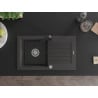 Mexen Pablo zlewozmywak granitowy 1-komorowy z ociekaczem i baterią kuchenną Rita, czarny nakrapiany- 6510-76-670300-70