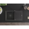 Mexen Pablo zlewozmywak granitowy 1-komorowy z ociekaczem i baterią kuchenną Rita, czarny nakrapiany- 6510-76-670300-70-B