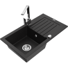 Mexen Pablo zlewozmywak granitowy 1-komorowy z ociekaczem i baterią kuchenną Rita, czarny - 6510-77-670300-00