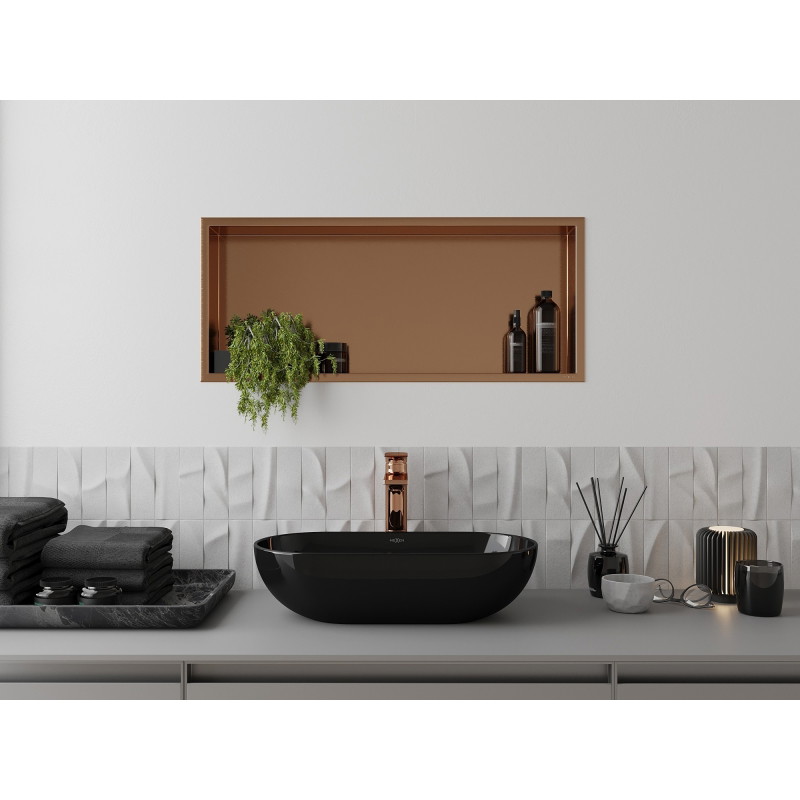 Mexen X-Wall-R półka wnękowa z kołnierzem 75 x 30 cm, miedź szczotkowana - 19C0753010