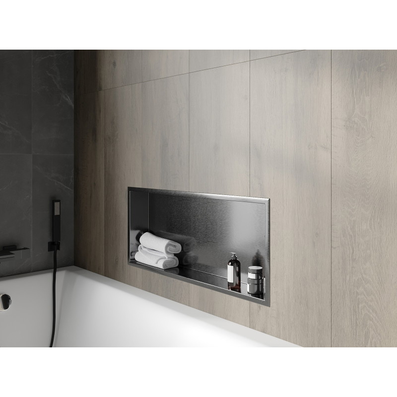 Mexen X-Wall-R półka wnękowa z kołnierzem 75 x 30 cm, gun gray szczotkowany - 19E0753010