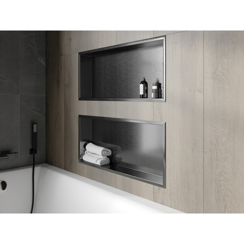 Mexen X-Wall-R półka wnękowa z kołnierzem 75 x 30 cm, gun gray szczotkowany - 19E0753010