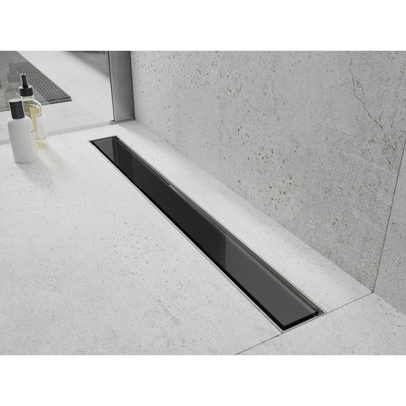 Mexen Flat MGB odpływ liniowy 80 cm, czarne szkło - 1026080-15