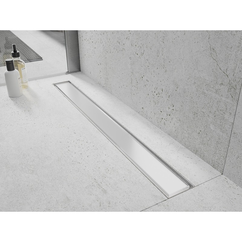 Mexen Flat MGW maskownica do odpływu liniowego 60 cm, białe szkło - 1027060
